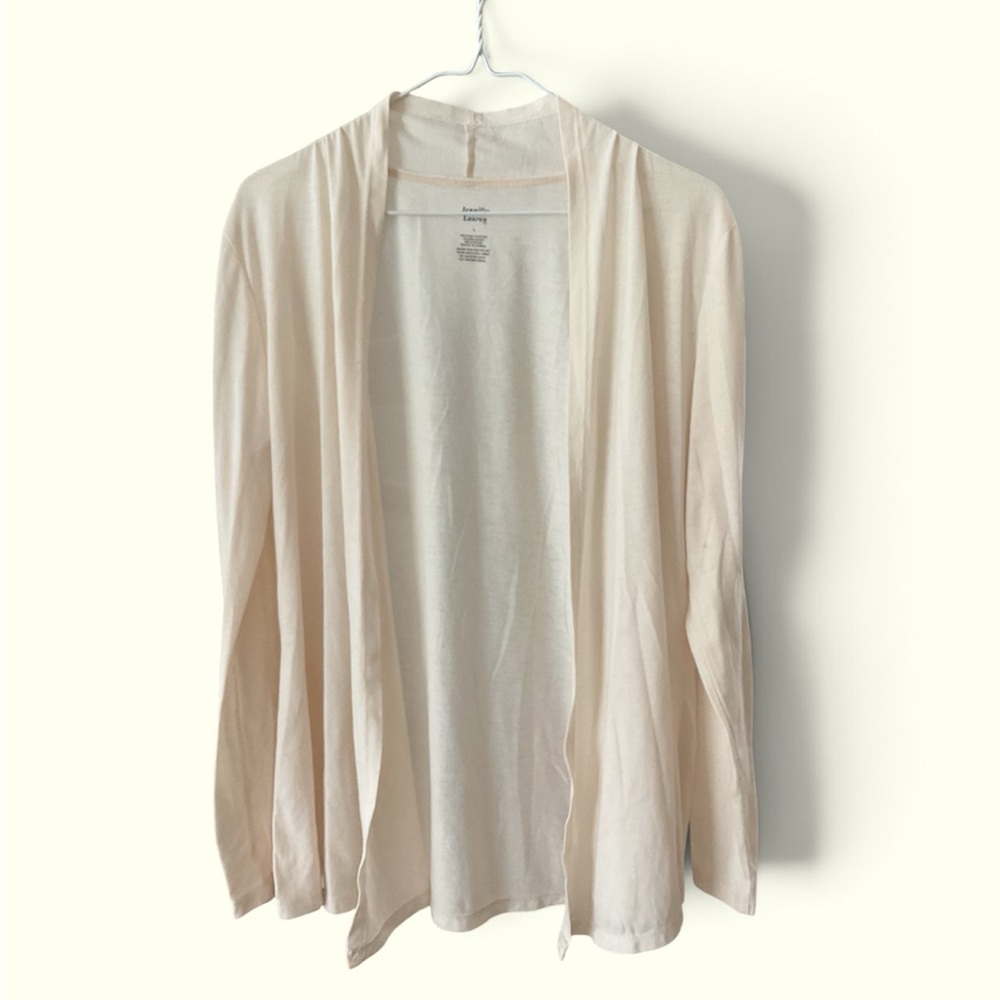 Jennifer Lauren Women’s Thin Lightweight Open Cardigan Ivory Size L
